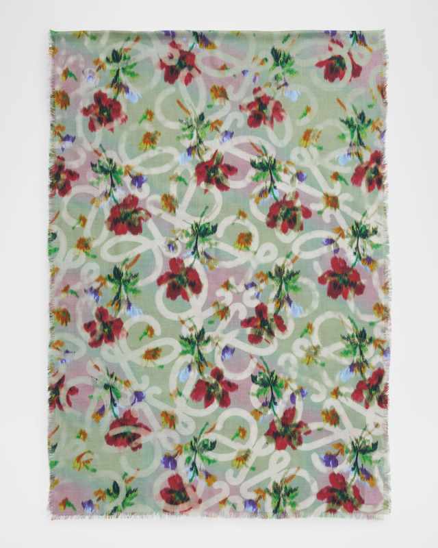 Floral Anagram Cashmere and Silk Scarf